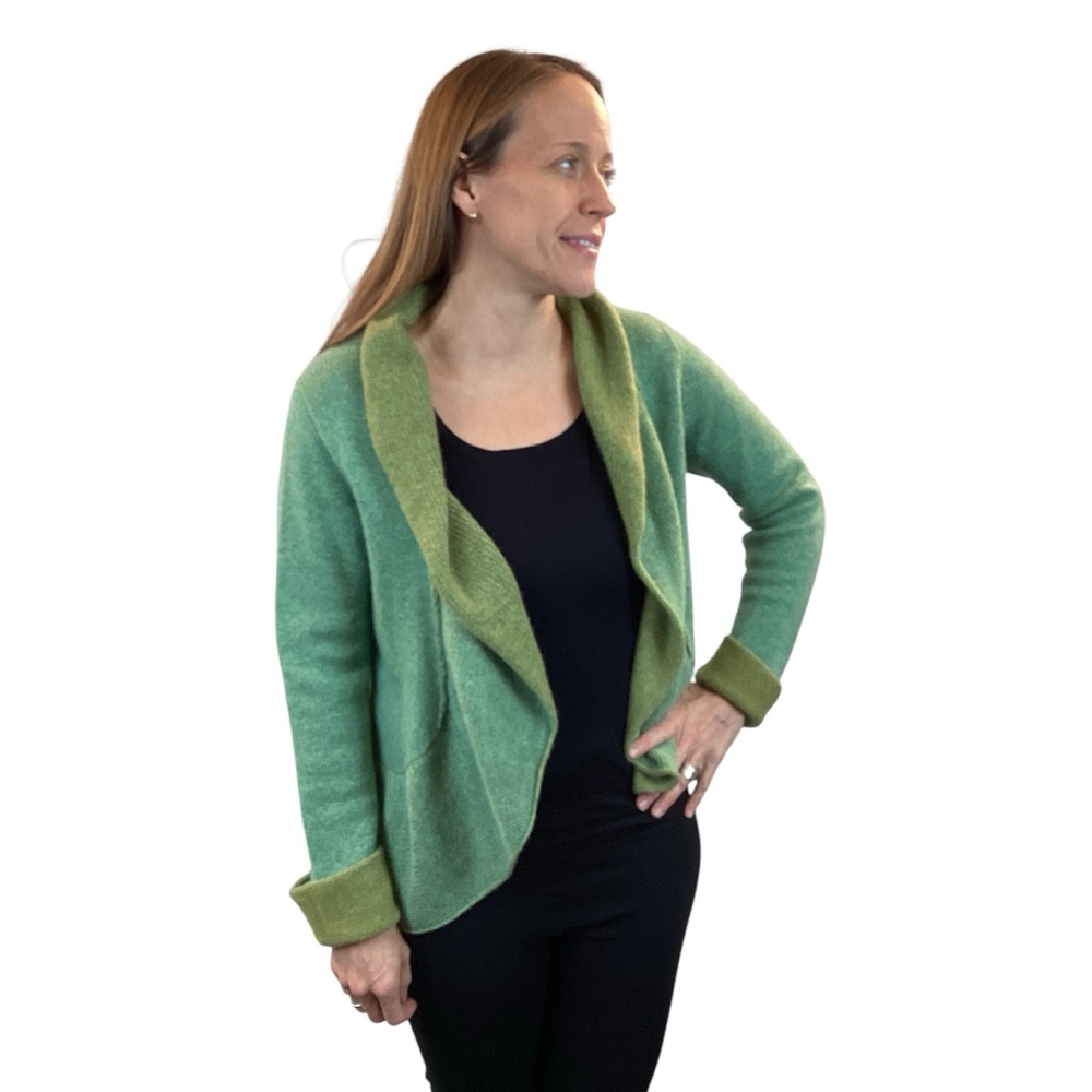 Barbara Who? 100% Cashmere Open Cardigan Pastel Greem Shades